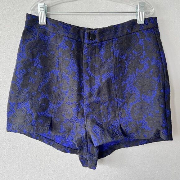 Nasty Gal Cobalt Blue/Black Lace High Waist Shorts Size S - Picture 2 of 7